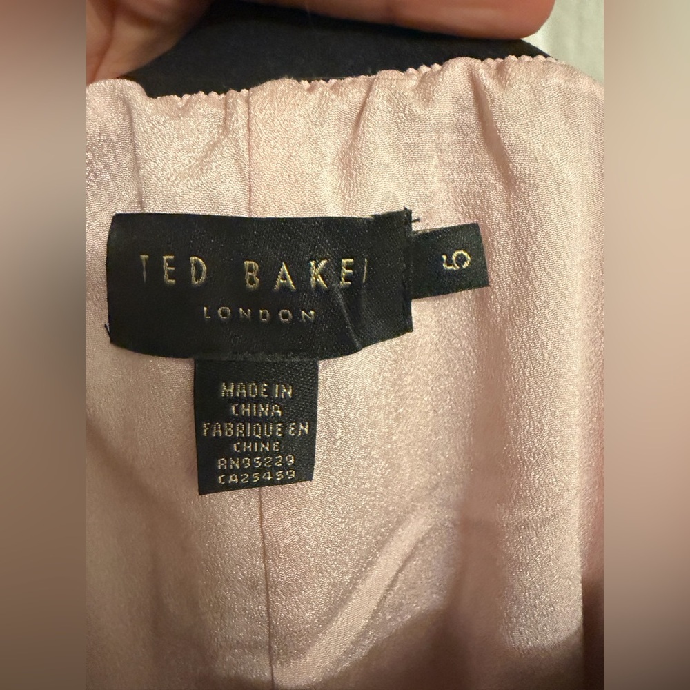 Ted Baker Pink Ombré Selmma Pleated Skirt with Black Waistband - Picture 5 of 9